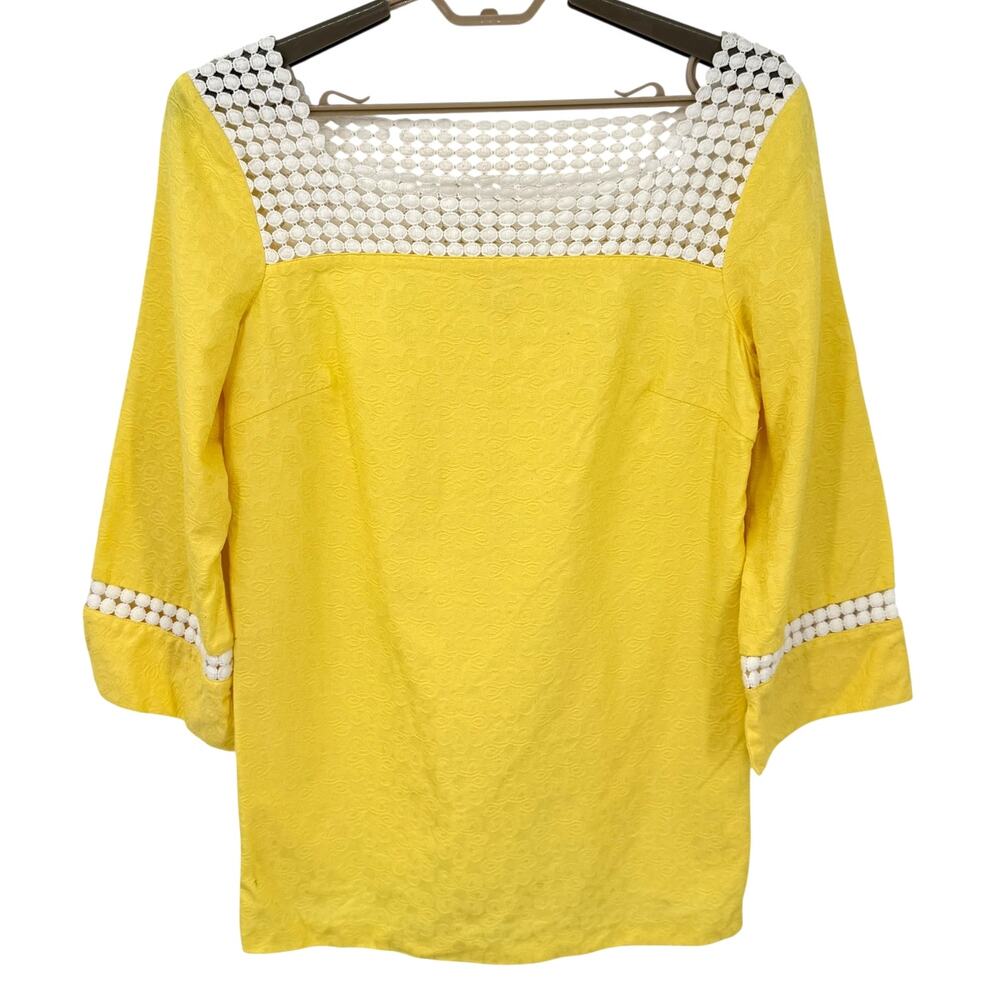 Lilly Pulitzer Bees Knees Tunic Top Lemon Yellow Square Neck Mod Retro Size 10